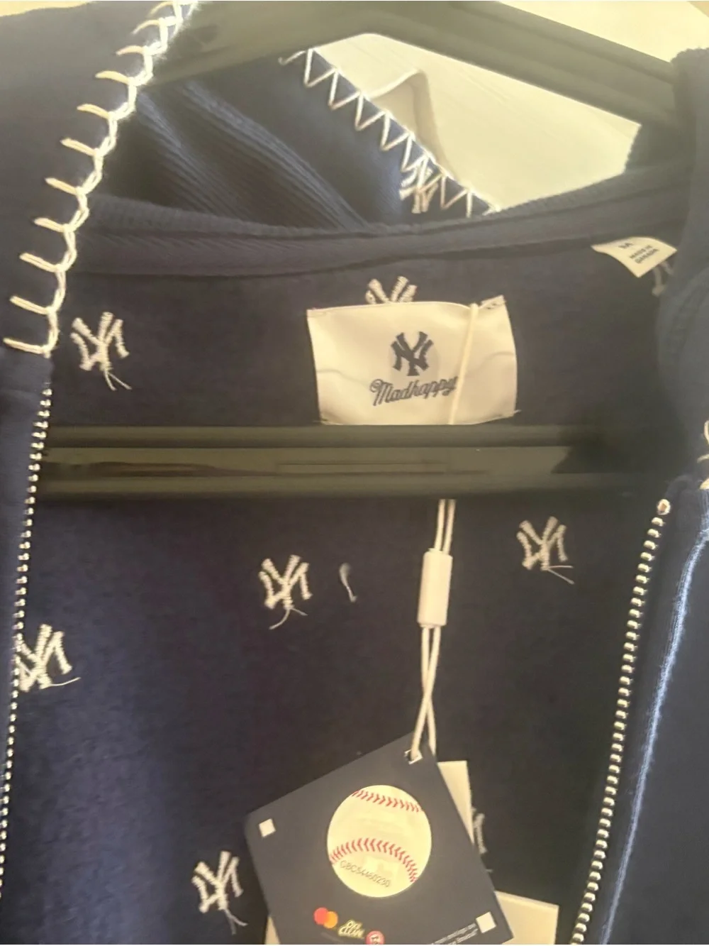 Madhappy Navy Embroidered All-Over Zip-Up Hoodie